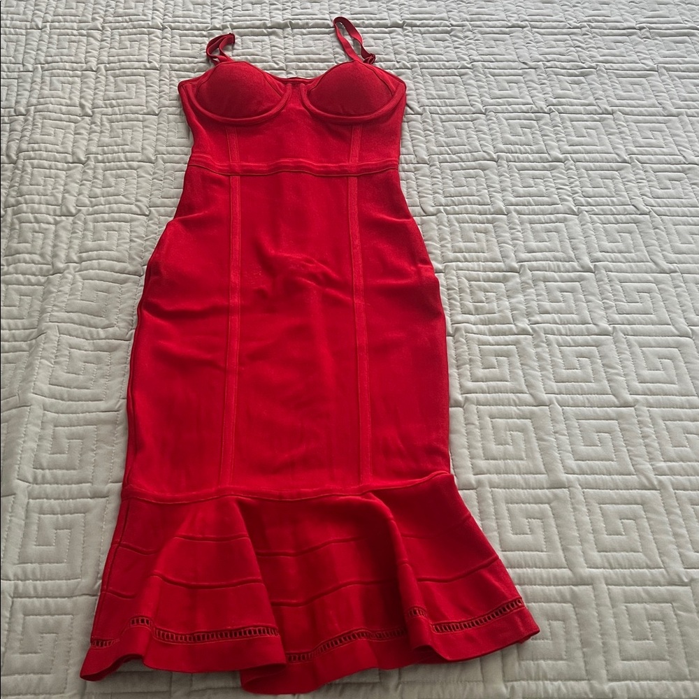 bebe Vibrant Red Midi Dress